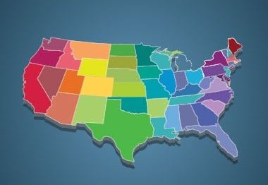 colorful map of the United States